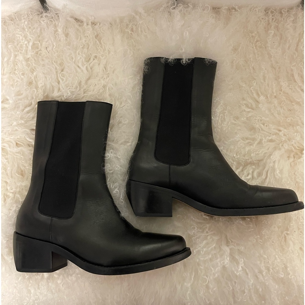 Legres black leather western Chelsea boot 38/8 - Picture 3 of 6